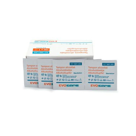 TAMPONS ALCOOLISES EVOCARE 3 x 6 cm - 1X100