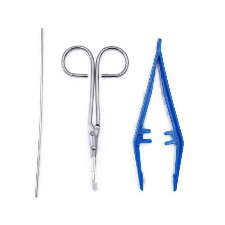 C.50 SETS STER A MECHE N°2/STYLET+PINCE ANAT+CISEAUX